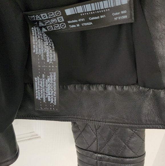 Massimo Dutti Black Leather Jacket Size M - Picture 9 of 10